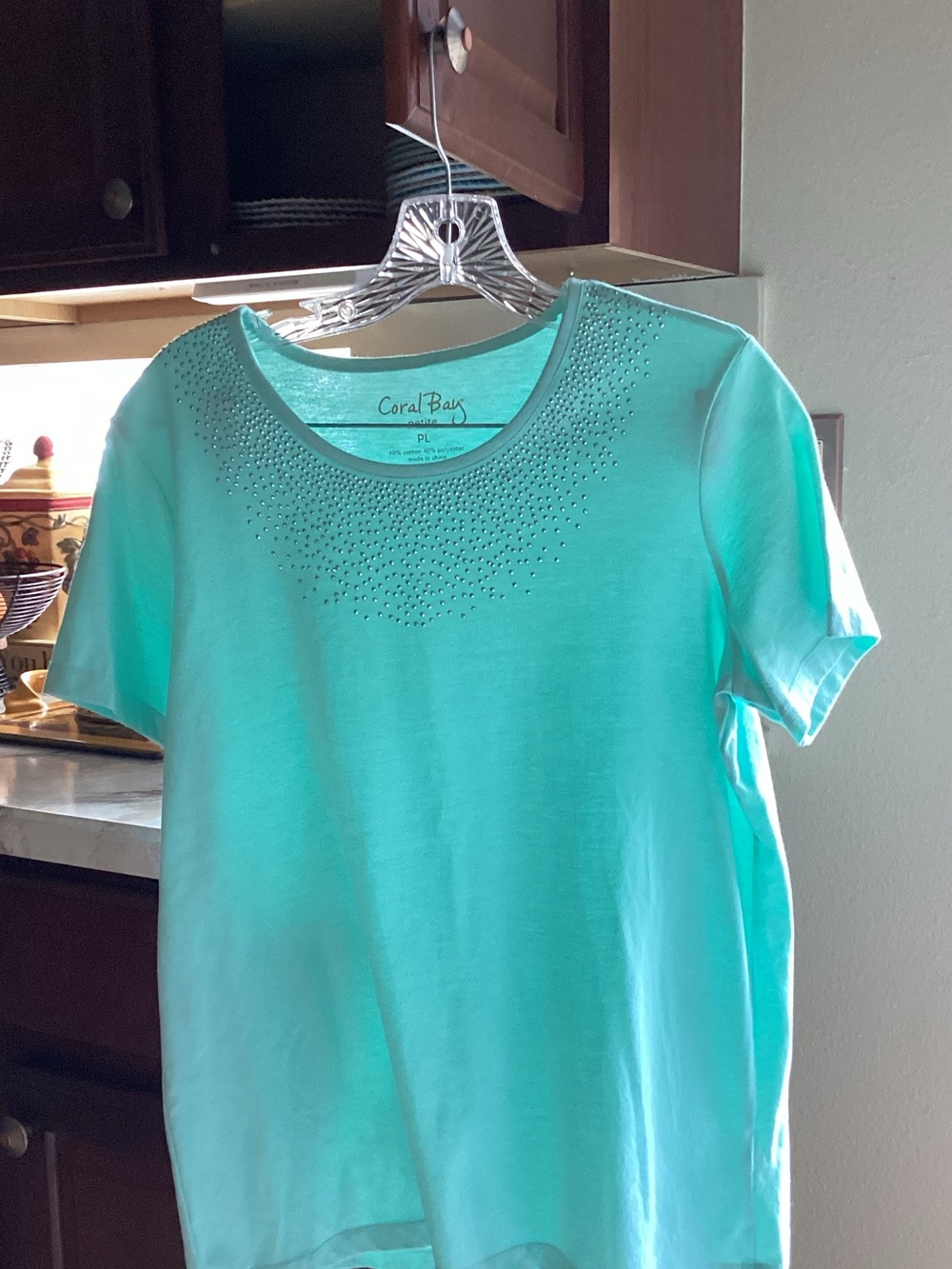 Coral Bay Mint Green Short Sleeve Tee with Rhinestone Detail
